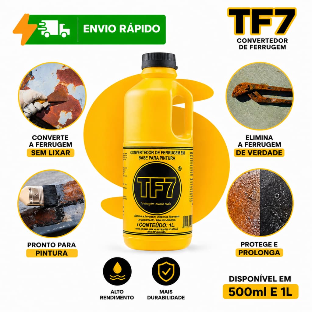 TF7 Convertidor de Ferrugem Fundo Base Líquida Original Limpa Corrosão Transforma Primer Base Pintura