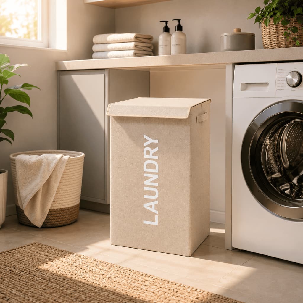 Cesto De Roupa Organizador Para Lavanderia 60l Dobrável Com Alça e Tampa