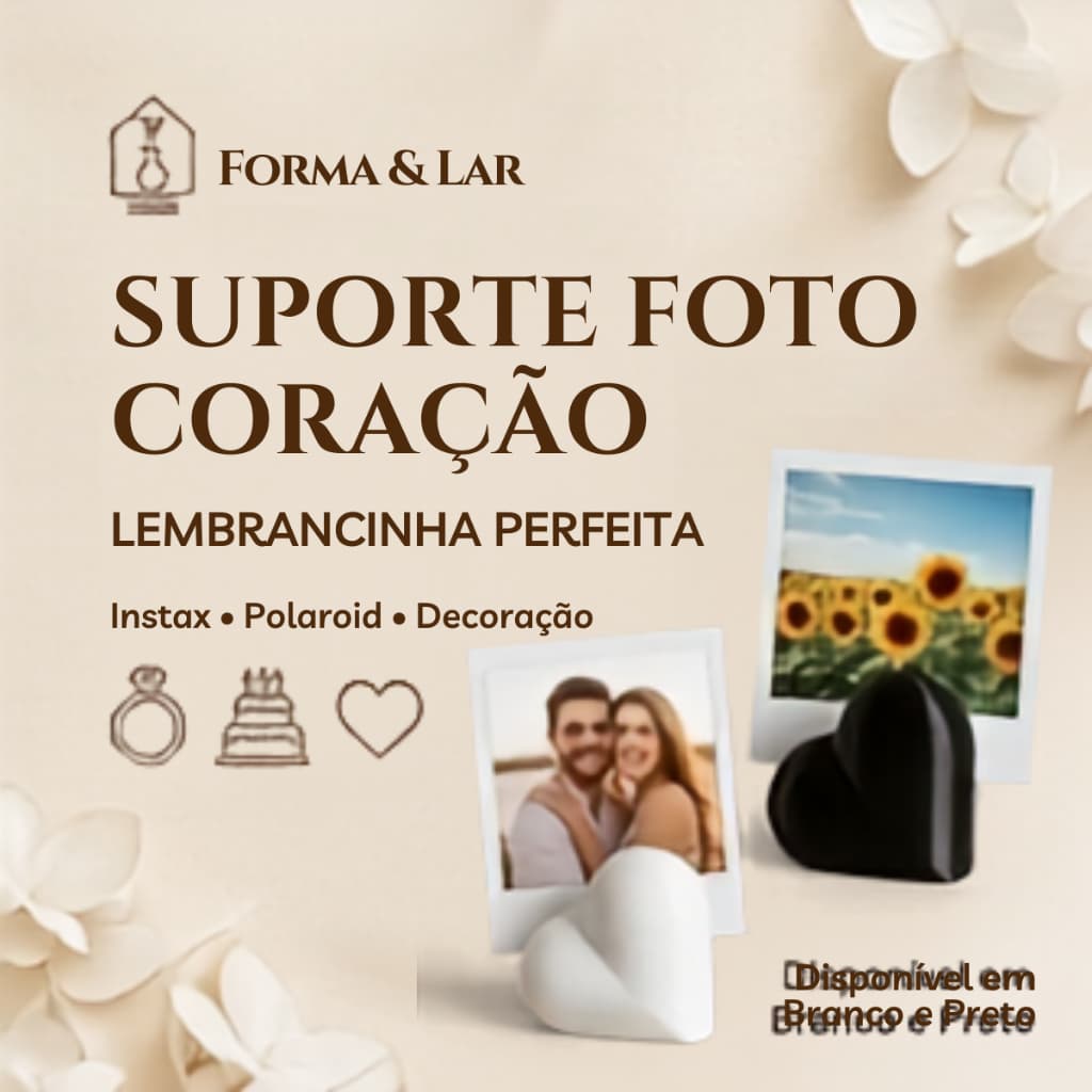 Suporte Porta Retrato Coração Porta Foto Polaroid Instax Decoração Mesa casamento festa decoração kit