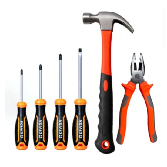 Kit Ferramentas Chave de Fenda Phillips Martelo  Alicate 6'' Profissional Doméstico