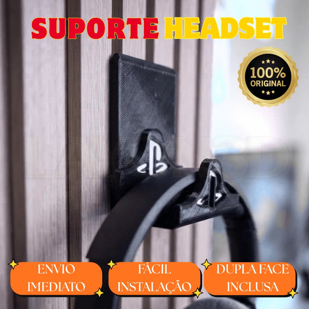 Suporte de Parede Minimalista para Headset ou Fone de ouvido Gamer Preto Resistente Setup Gamer
