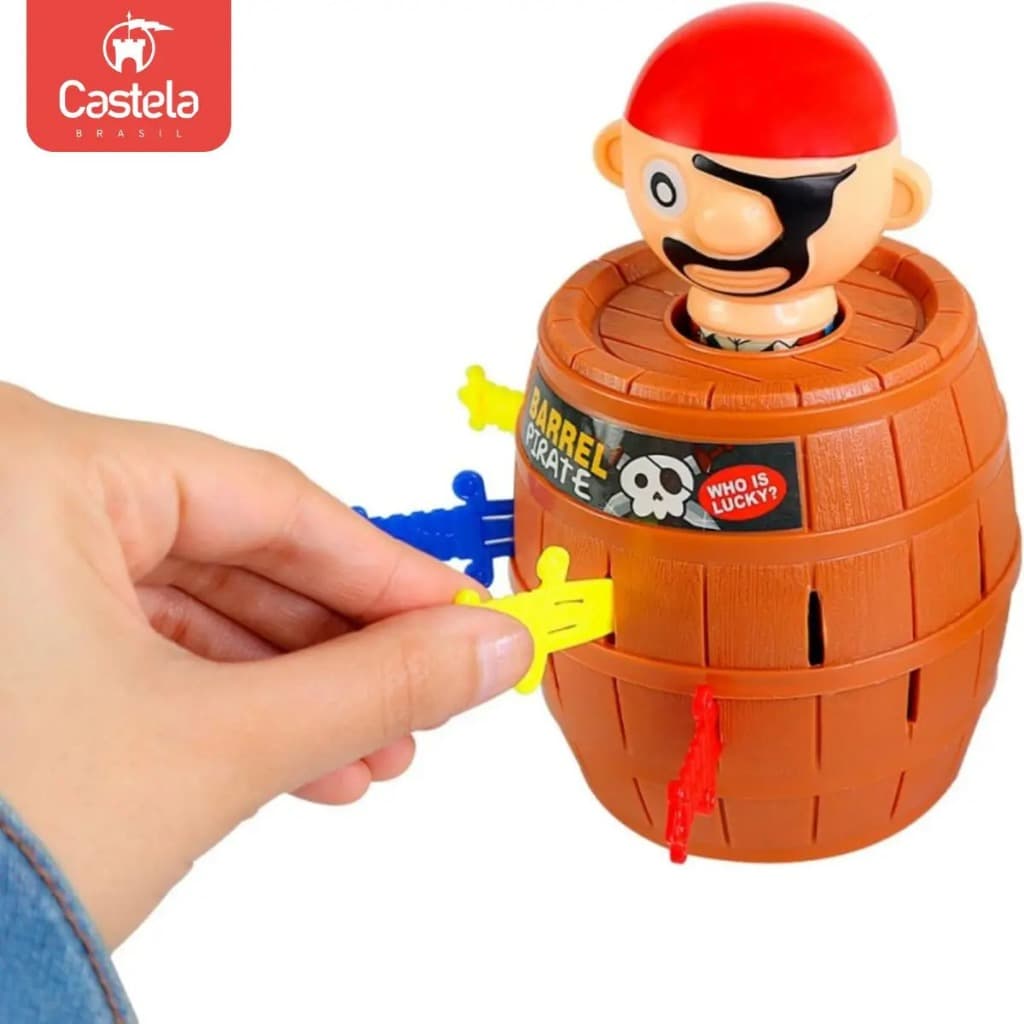 Brinquedo Infantil Jogo Pula Pirata Espeta Barril Brinquedo Férias Presente Natal e dia das Crianças