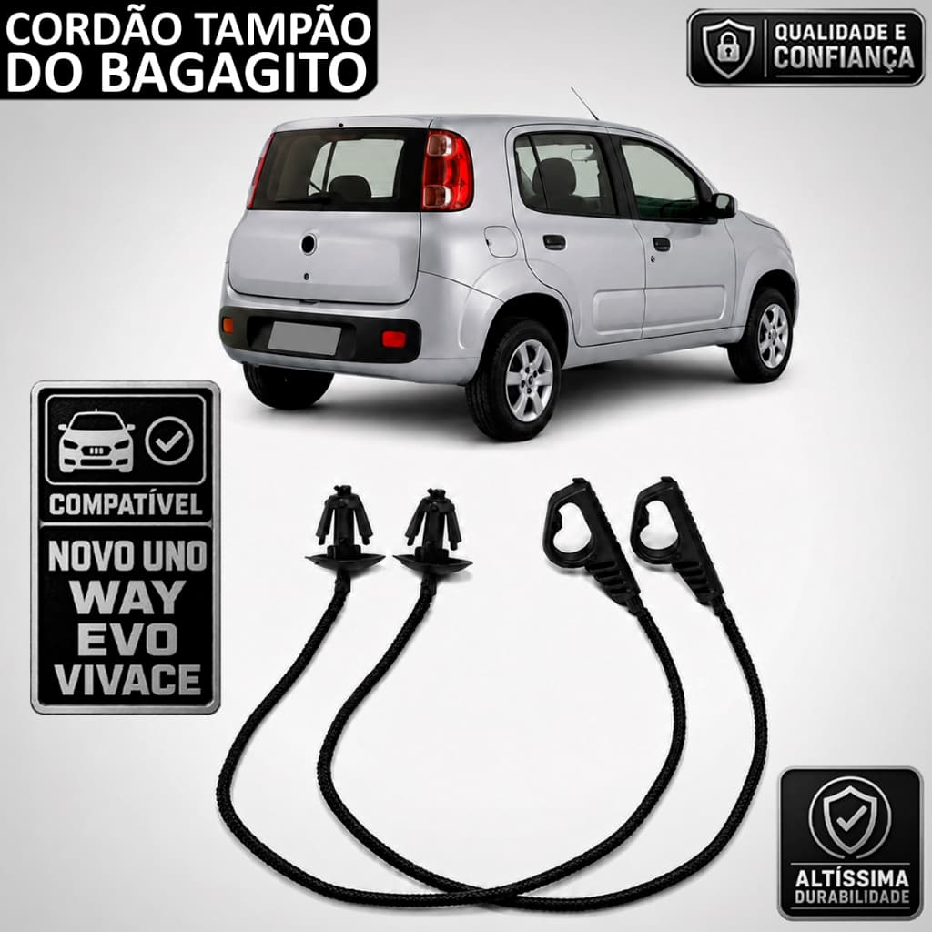 Par Cordão Alça Tampão Bagagito Porta Malas Novo Uno Evo Vivace Way