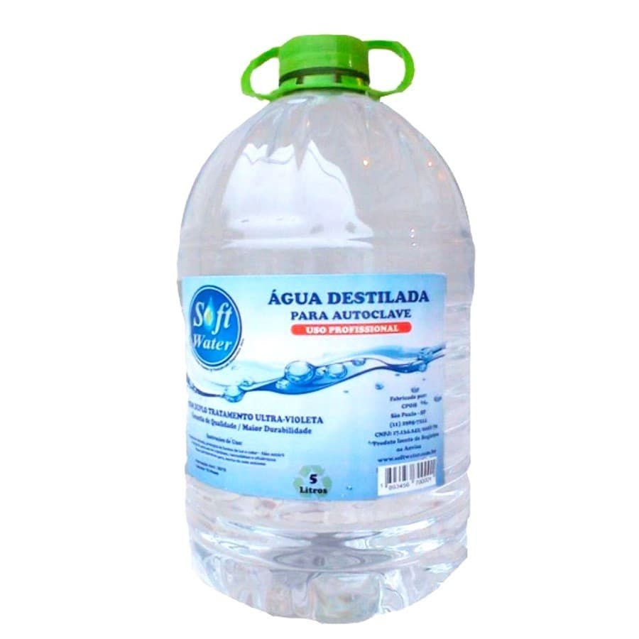 Água Destilada Soft Water 5L - Alta Pureza e Sem Minerais para Autoclave