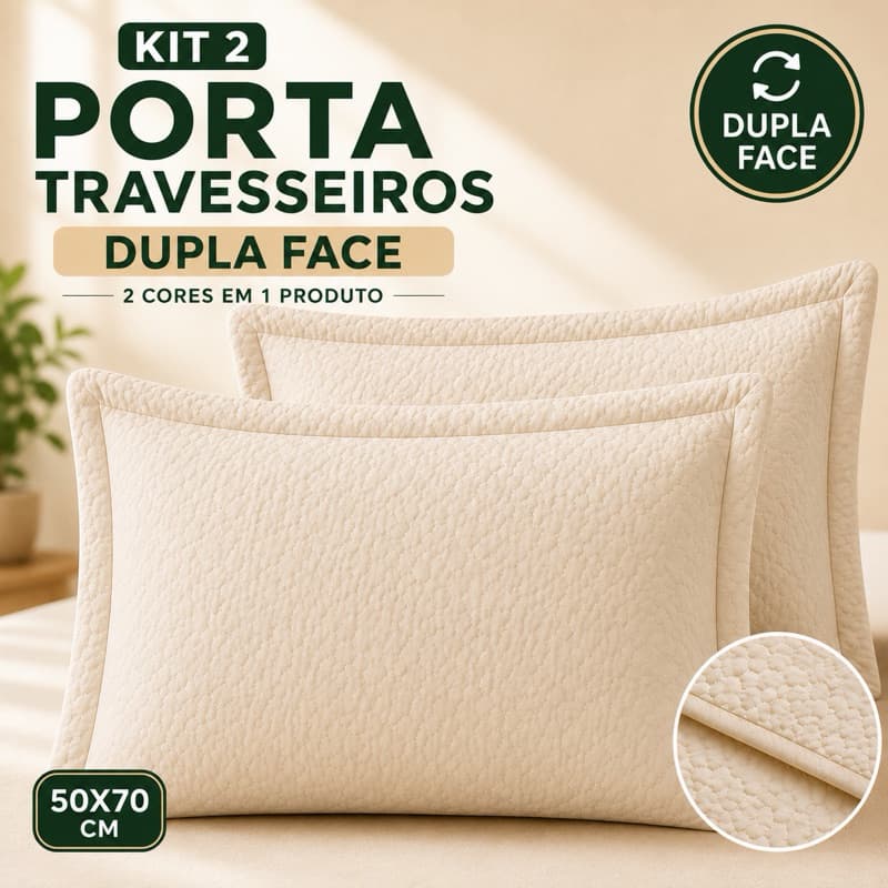 Kit 2 Fronhas Porta Travesseiros 50x70 Dupla Face Matelado Premium Toque Macio Decorativo 2 Cores
