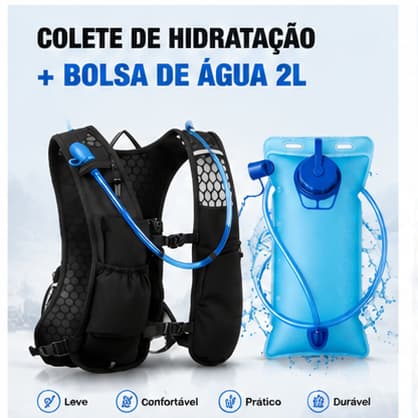 Mochila hidratante outdoor 2L respirável para corrida, ciclismo, maratona e trilha, com bolsa de água anti-vazamento em