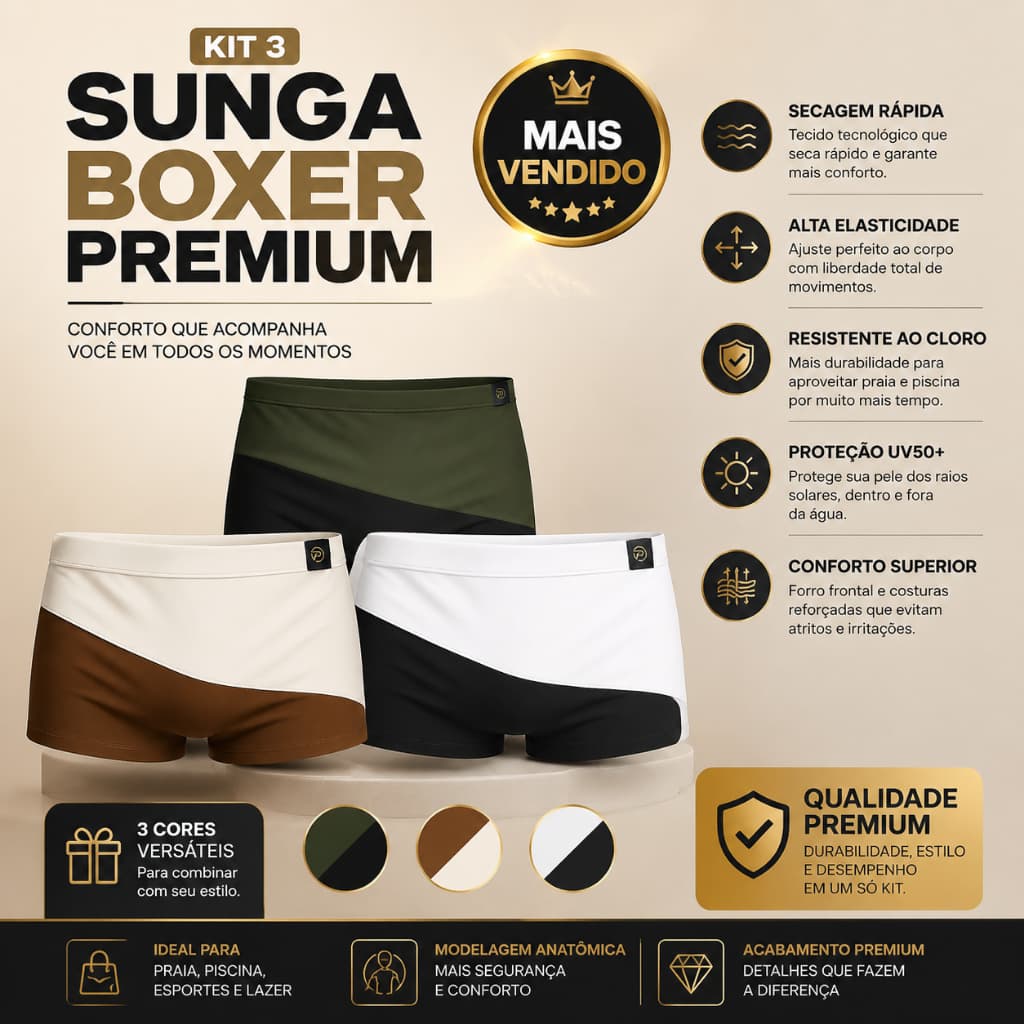 Kit 3 sungas boxer premium