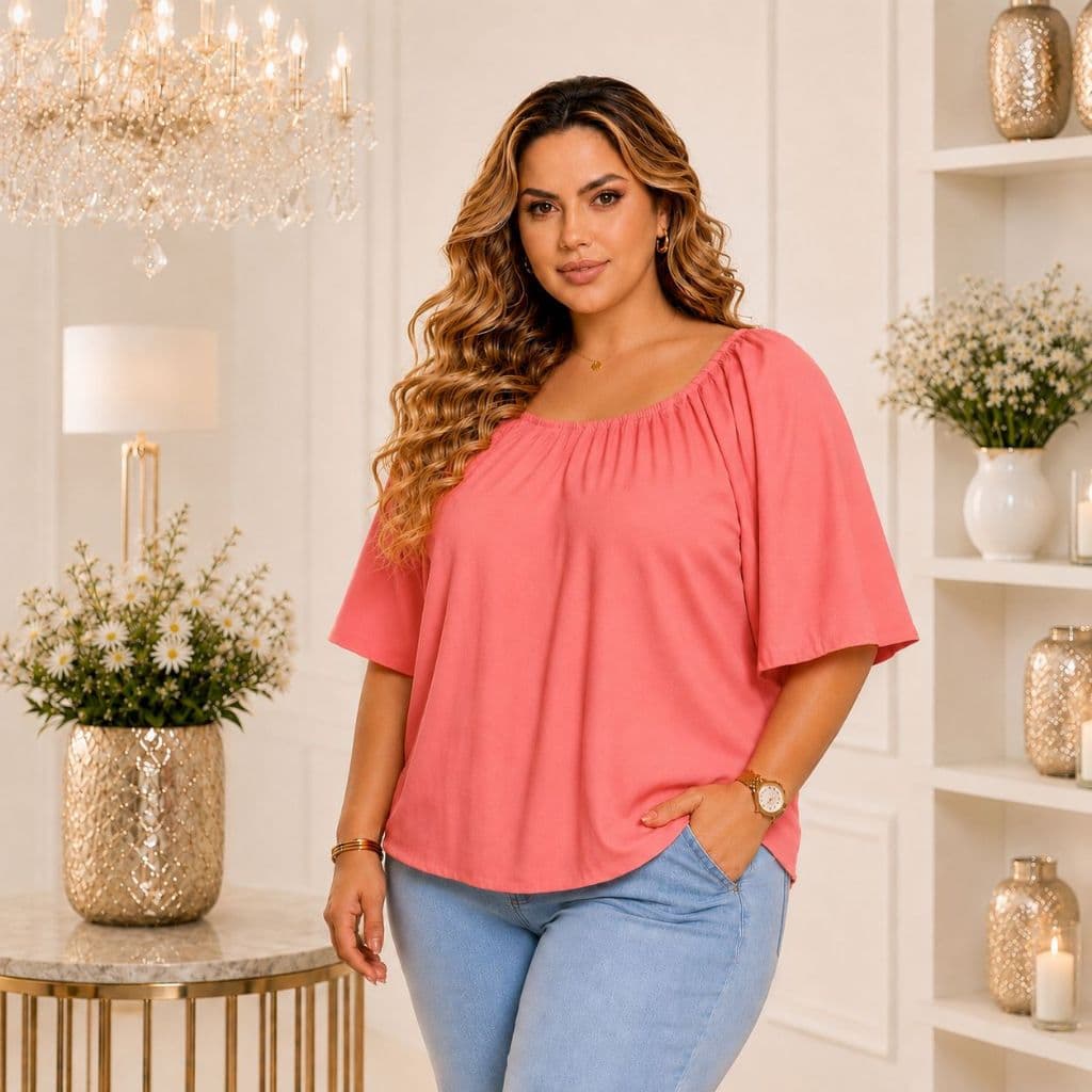 Blusa ombro a ombro plus size tamanho grande moda jovem chique elegante