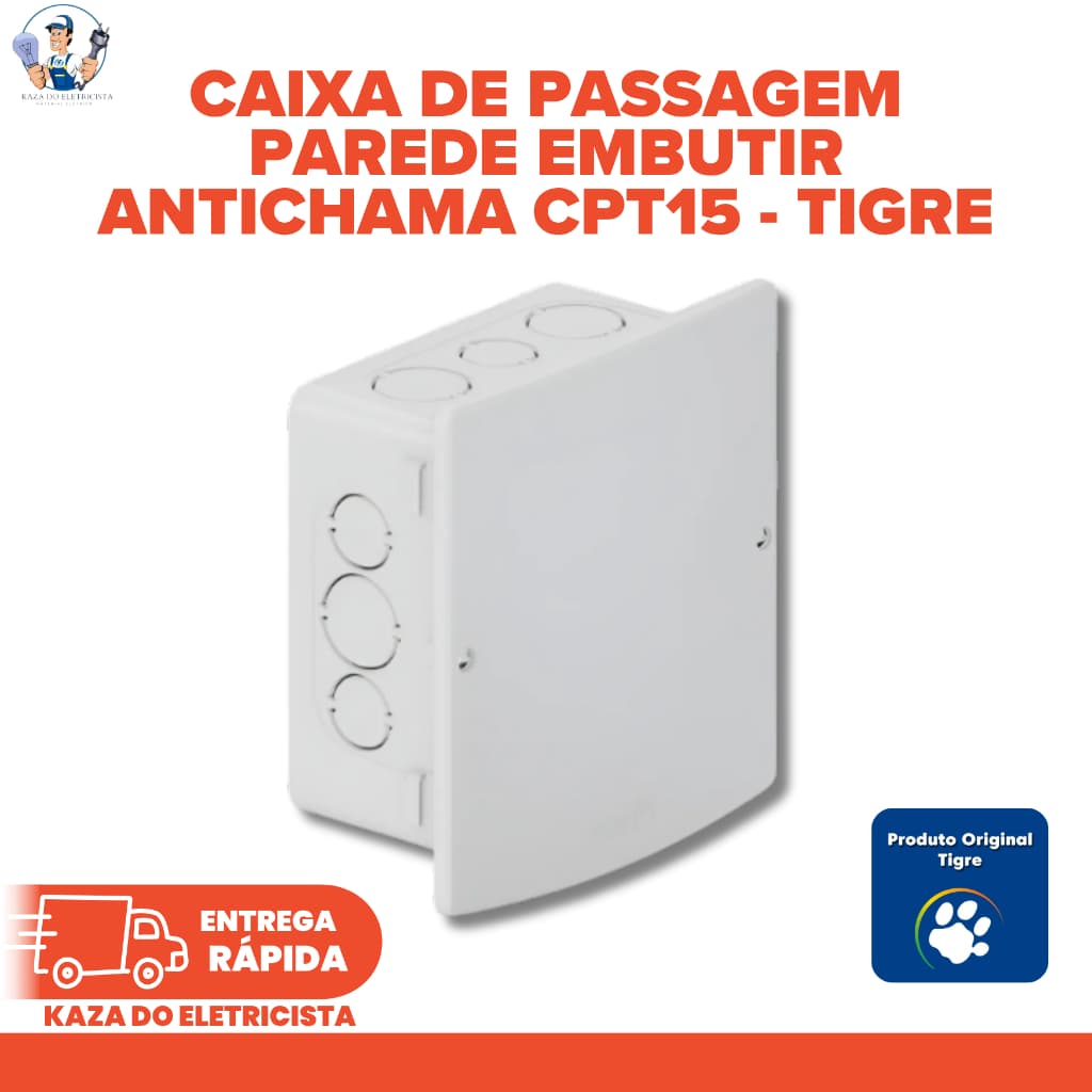 Caixa de Passagem Parede Embutir CPT15 150x150x80mm Antichama PVC Branco Tigre 33048157