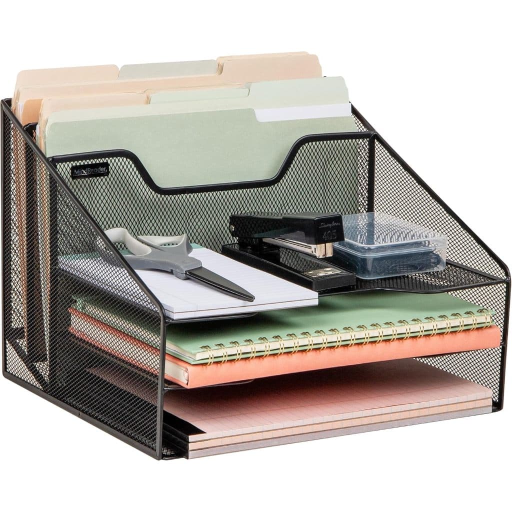 Organizador de Mesa Mind Reader Vertical Metal Preto 31x28cm Porta Documentos Escritório Arquivos