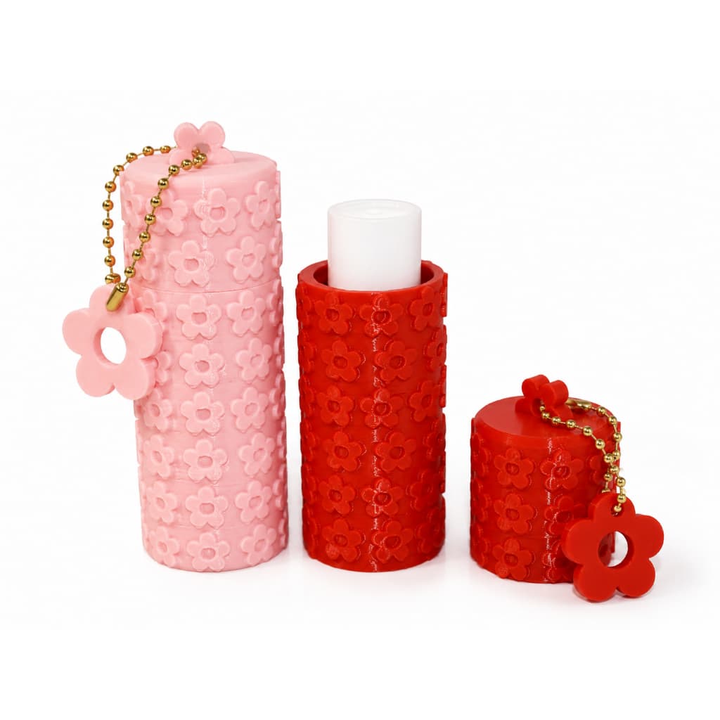 Porta Batom FLOR Chaveiro - VERMELHO