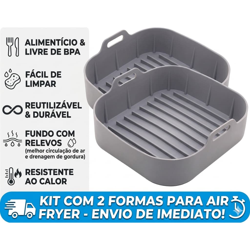 Kit 2 Forma de Silicone Para Air Fryer Antiaderente