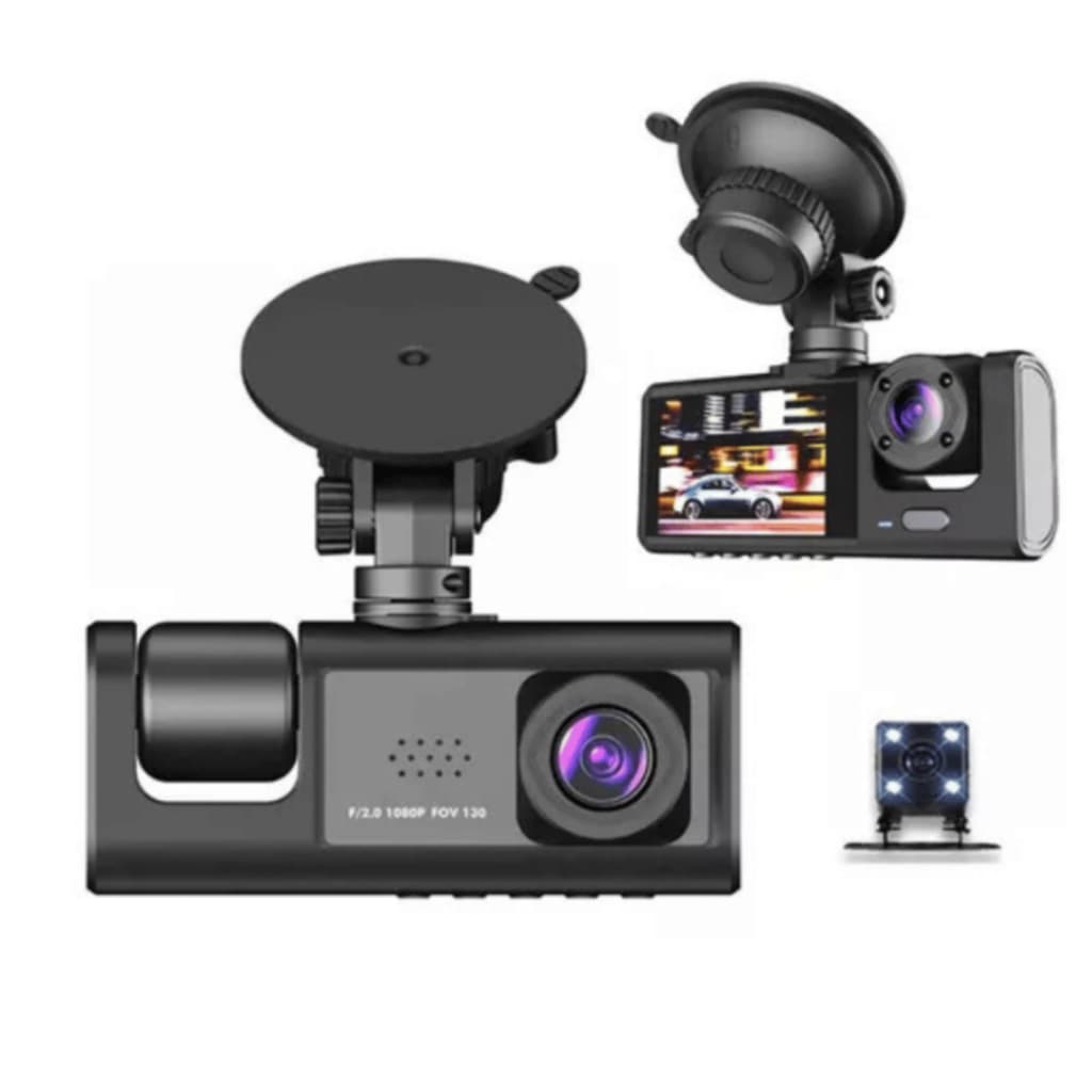 📹 Câmera Veicular Black Box WiFi 3 Lentes 1296P com Câmera de Ré