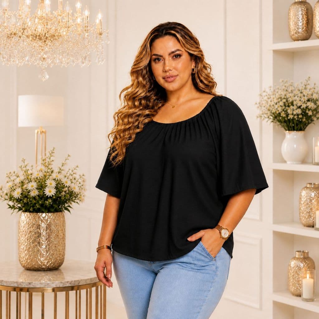 Blusa ciganinha plus size ombro a ombro verão dia a dia básica