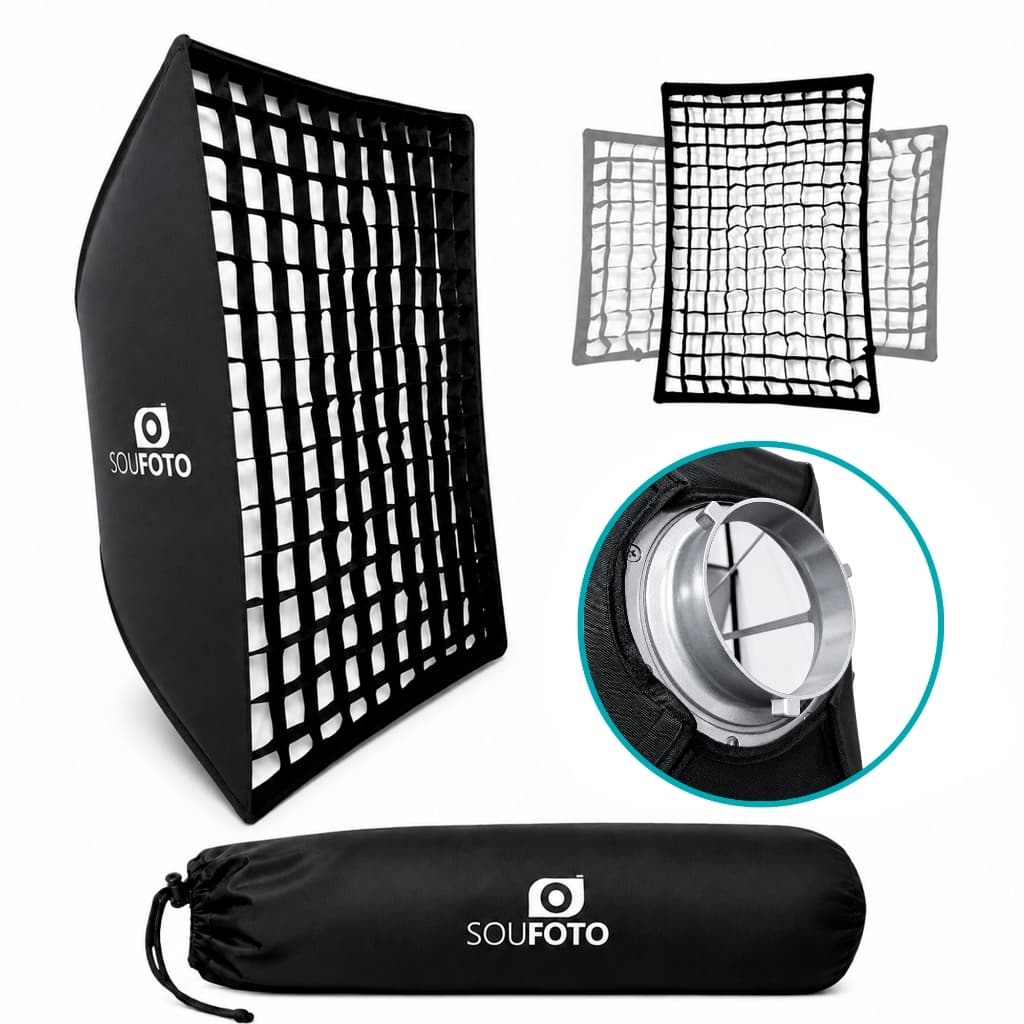 Softbox e Octabox Bowens Montagem Rápida 5 Tamanhos com Grid Difusores Flash LED Foto Vídeo
