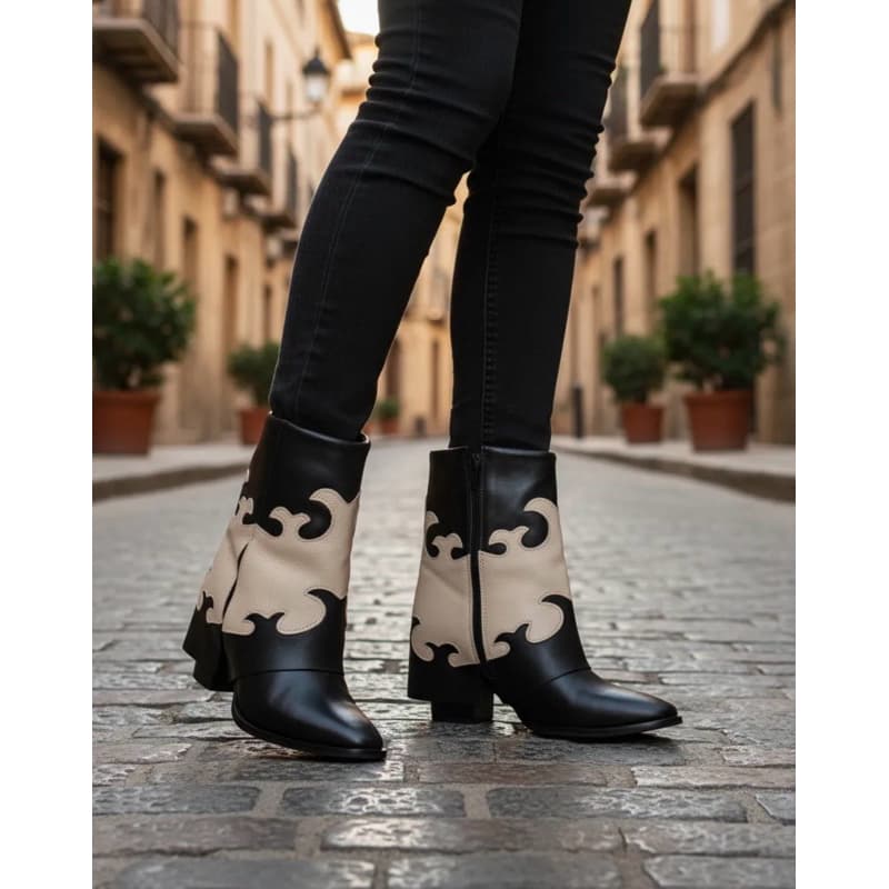 Bota Feminina Cano Médio Capa Couro Estilo Western