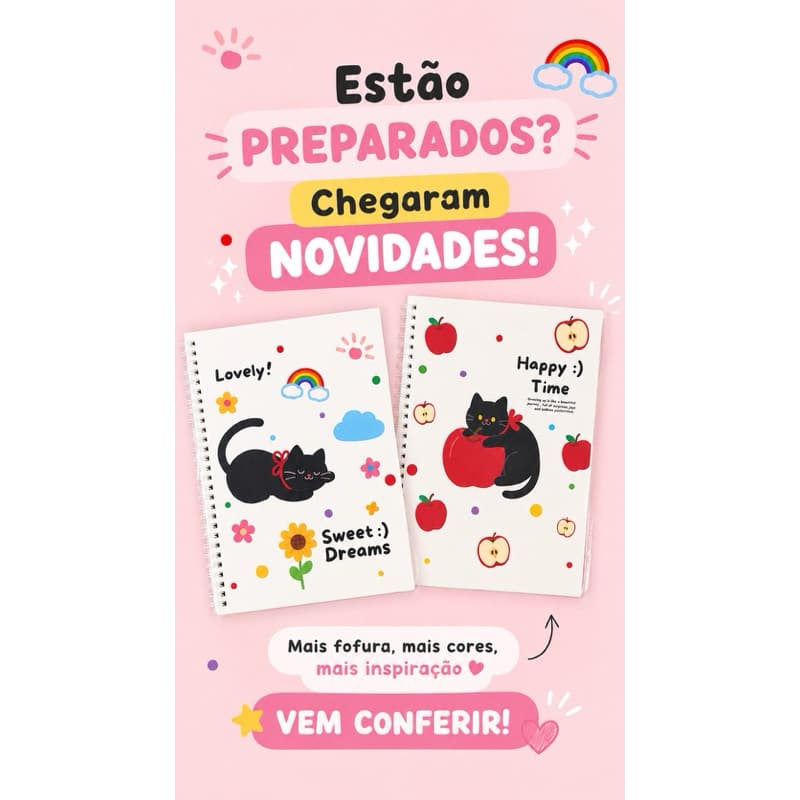 Caderno Espiral Gatinho 10x7 cm Capa Mole