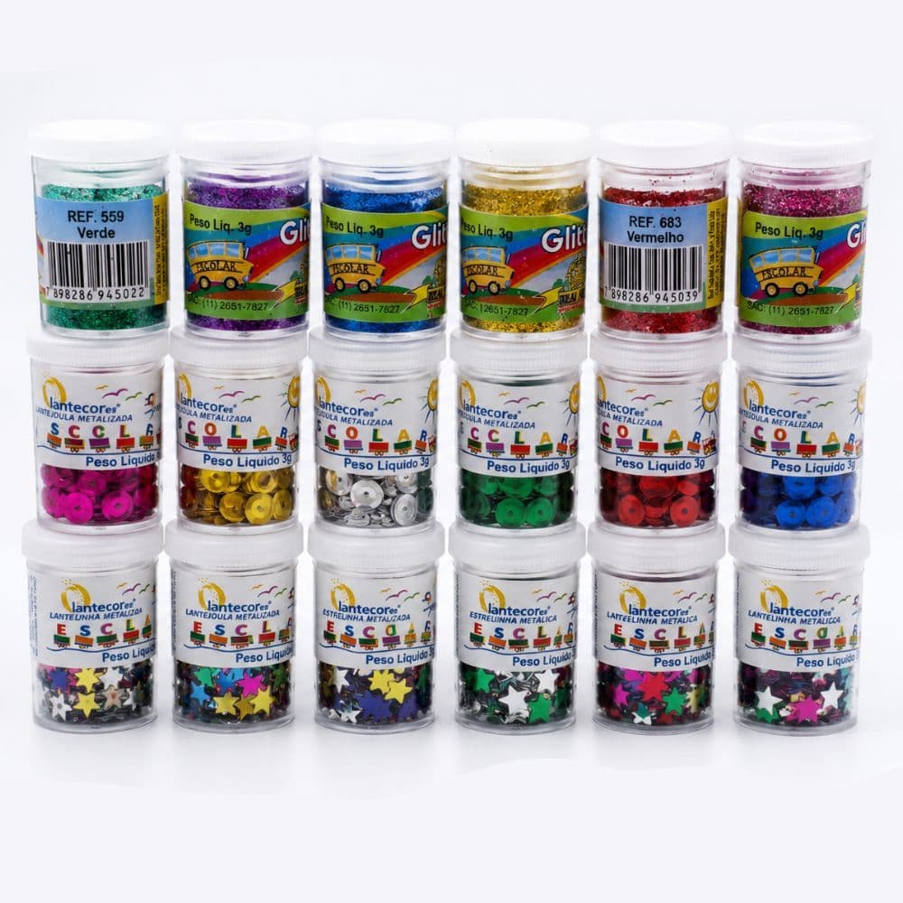 Kit Completo Artesanato Potes Glitter E Lantejoulas- 3g