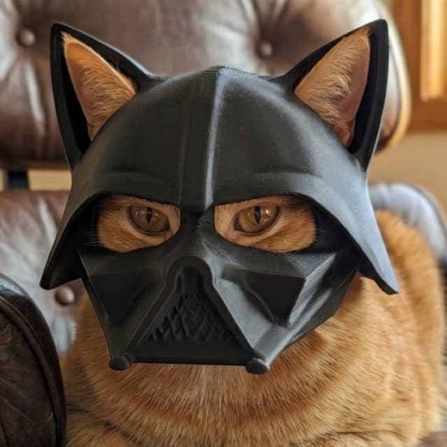 Capacete para Gato Estilo Lorde Sombrio | Fantasia para Pets | Impressão 3D | Cosplay Felino