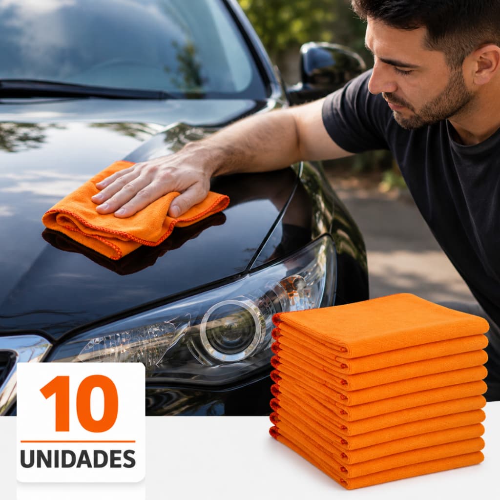 Kit Com 10 Flanelas Pano de Limpeza Profunda 28x38 cm Ideal Para Automóveis, Vidros, Móveis e Polimento Em Geral