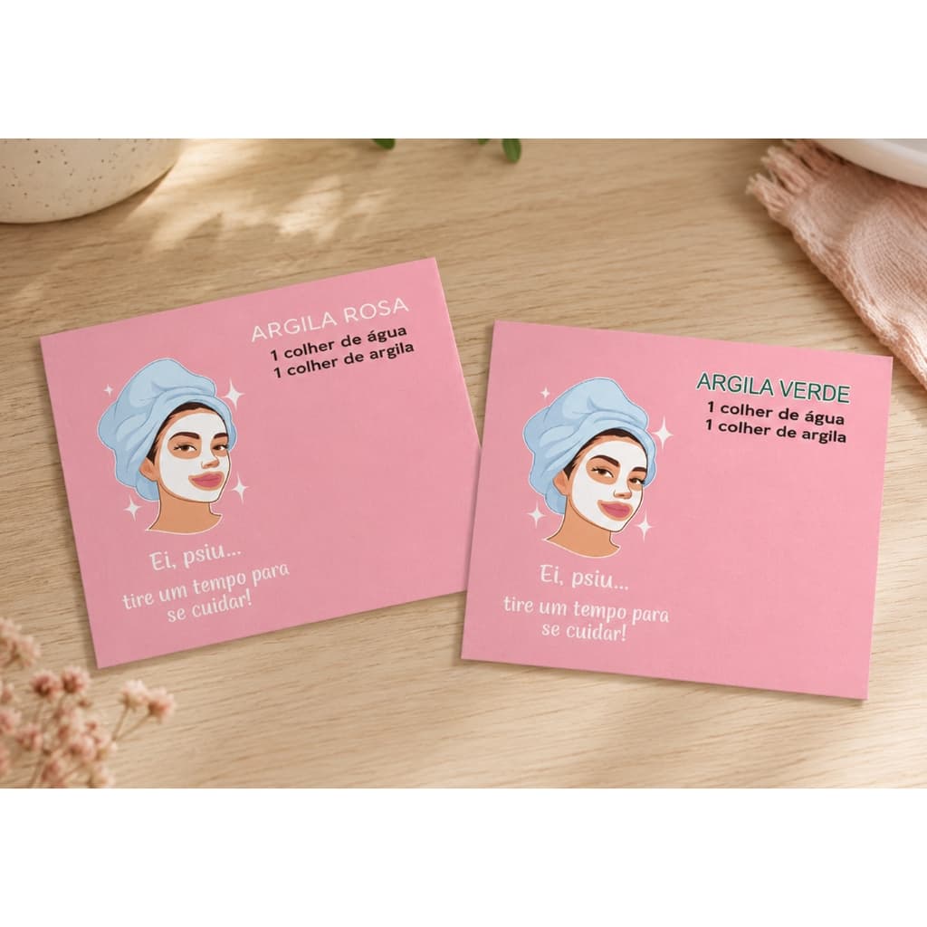 30 Card para Argila Skincare Mimos Clientes Amigos - Não Acompanha a Argila e nem o Saquinho somente as Cards