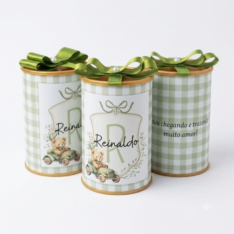 Cofrinhos Personalizados para lembrancinhas de Maternidade | lembrancinhas chá de bebê ursinho Verde | Cofrinhos