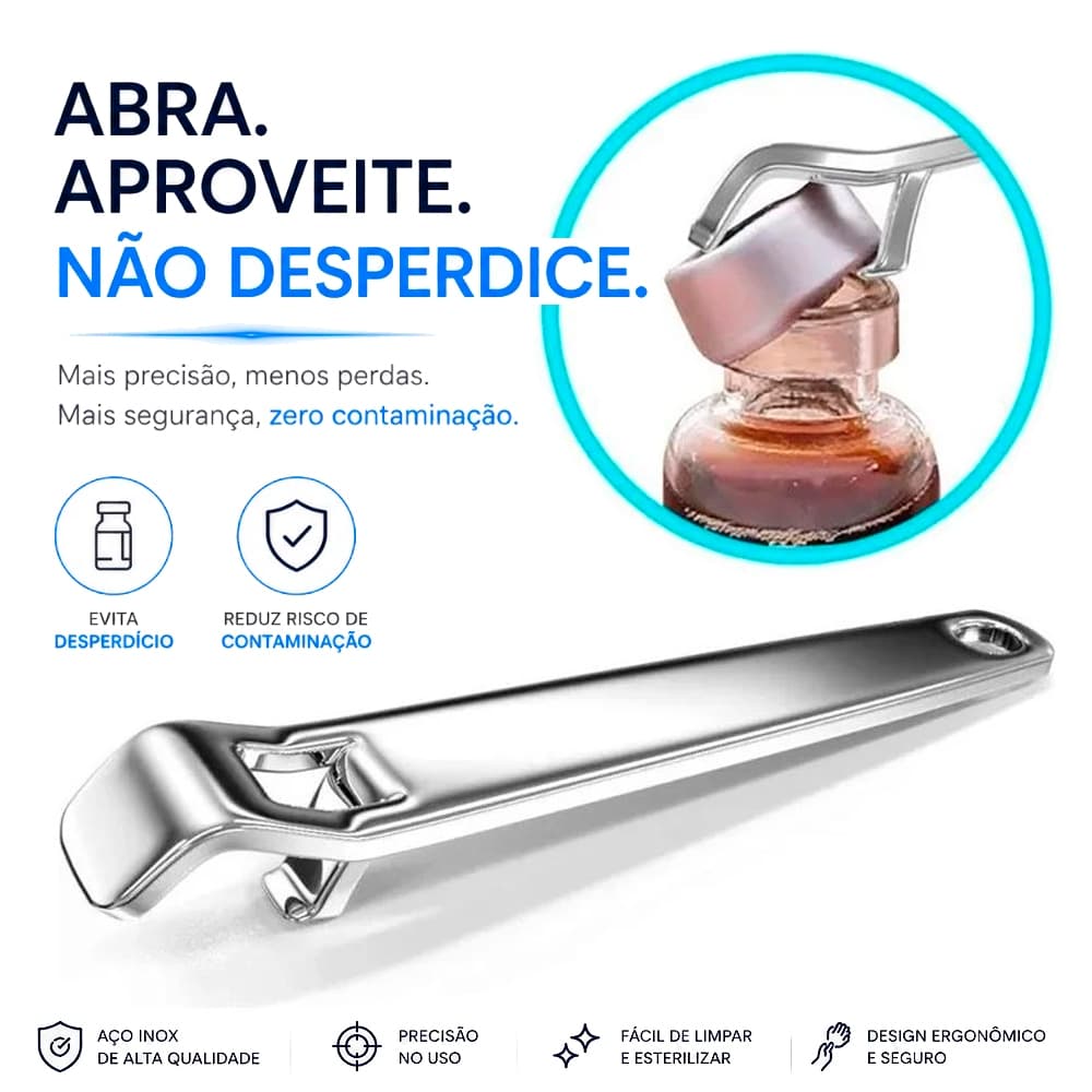 Abridor de Ampolas Botox Toxina Botulínica Bujão Frascos Garrafas Latas Inox