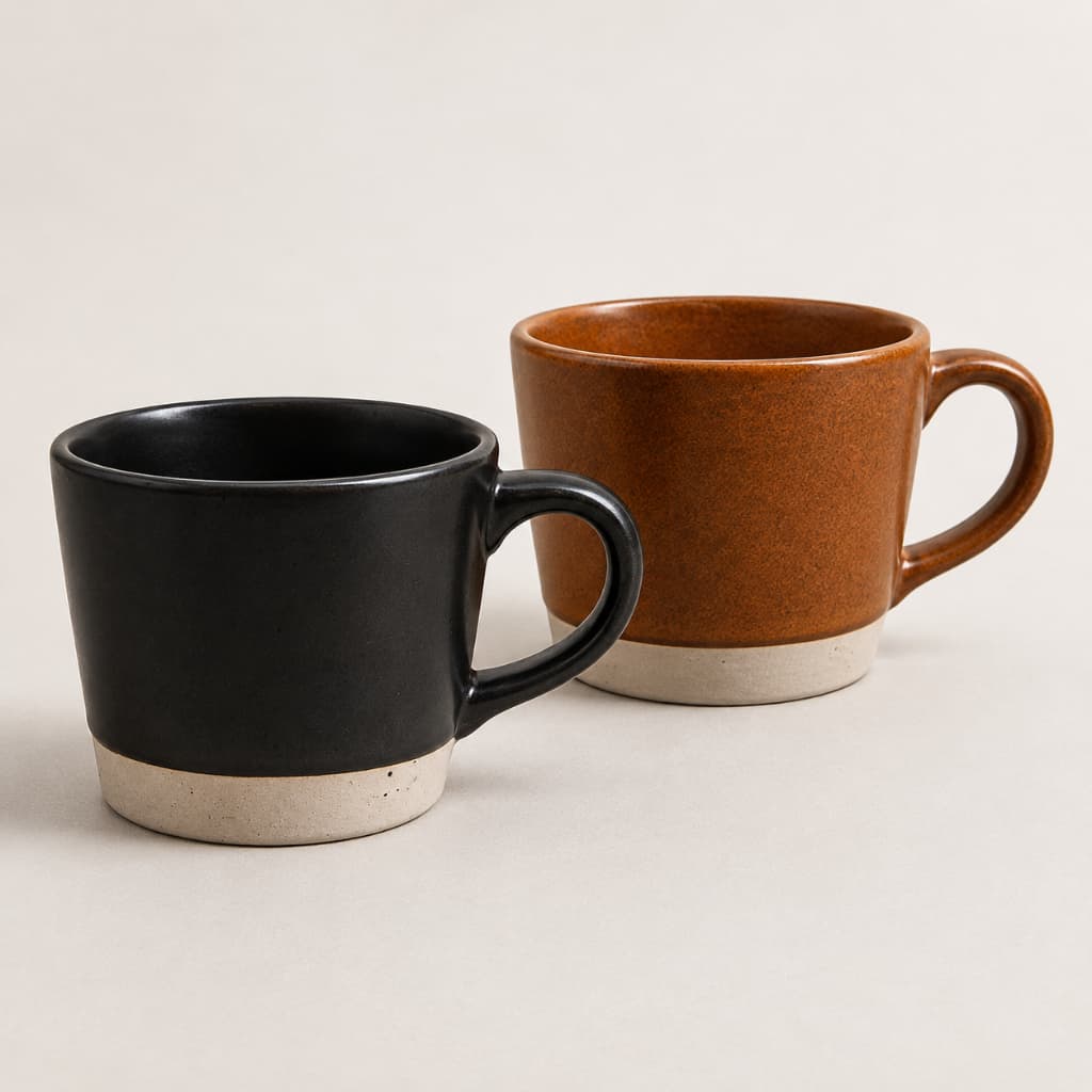 Caneca Em Cerâmica Urban 380ml Minimalista Base Cimento Premium