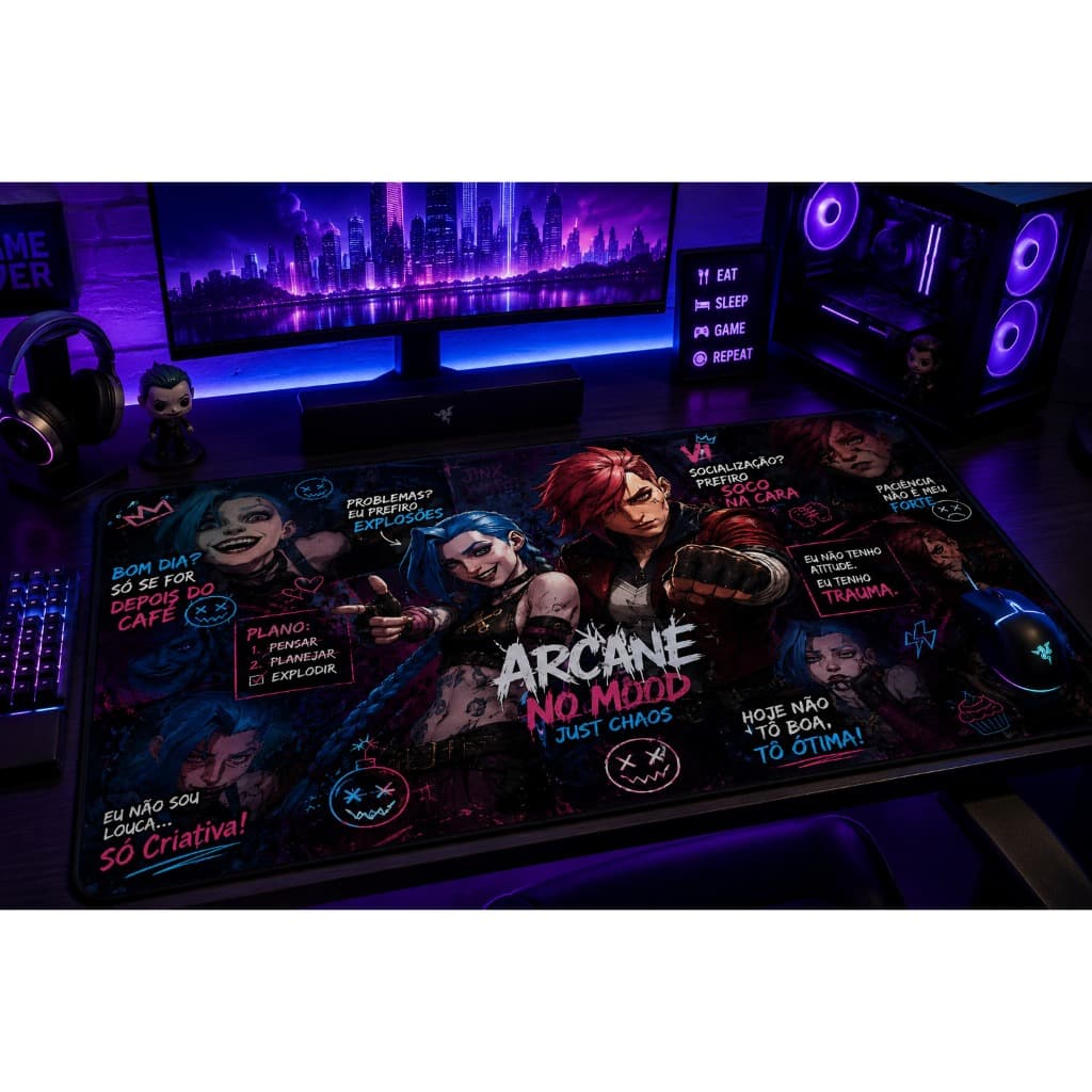Mouse Pad Gamer Arcane Grande Antiderrapante Alta Precisão