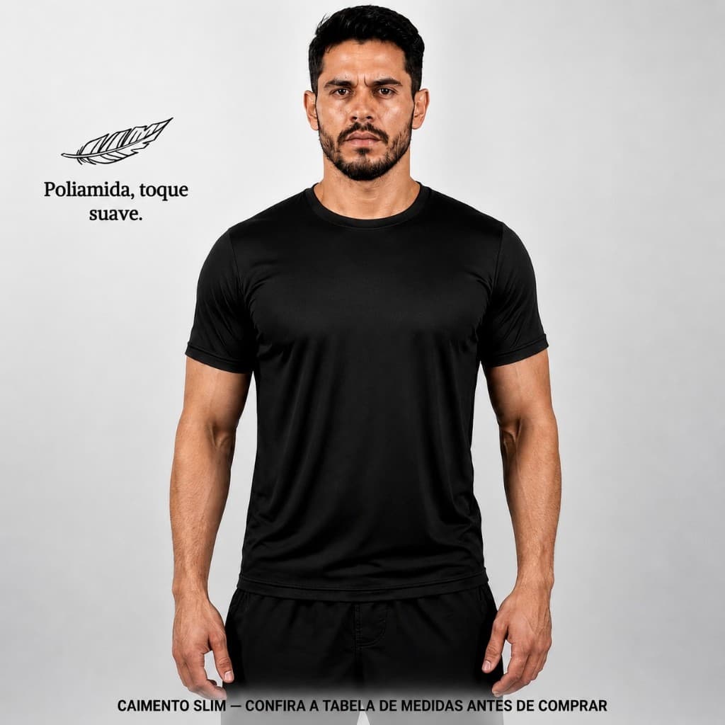 Camiseta Poliamida Masculina Dry Fit Premium Não Amassa Secagem Rápida Leve e Confortável Academia e Dia a Dia