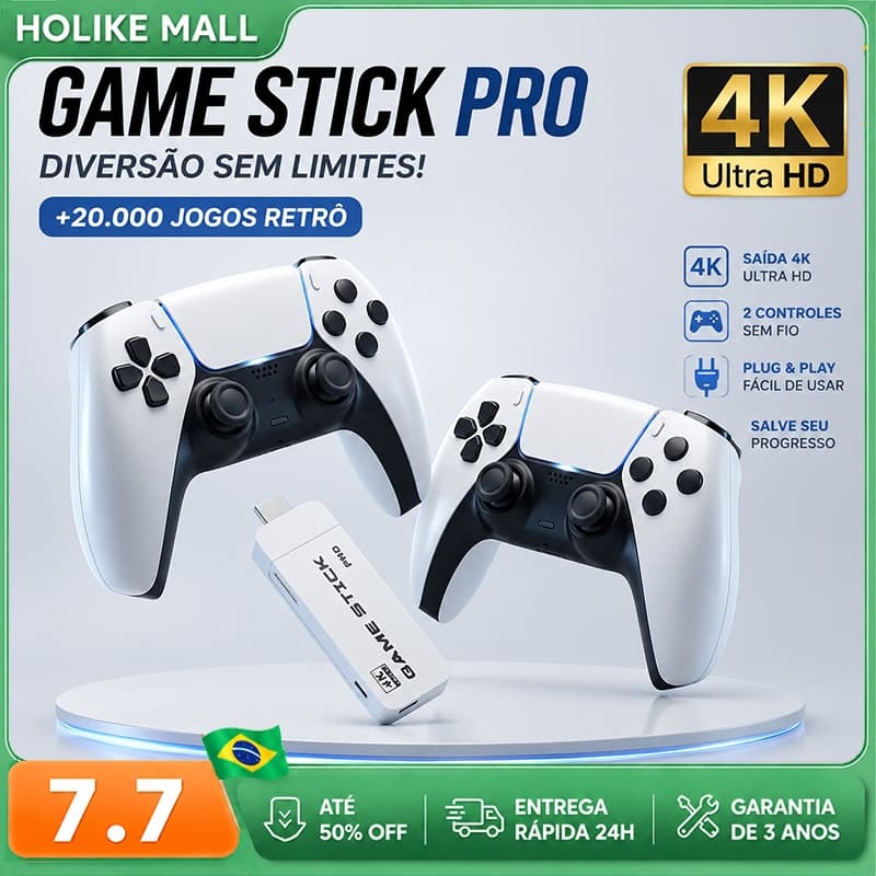 2026 NOVO Vídeo Game Stick M15 Plus 4k 64gb Hdmi Com 2 Controles Se Fio +20mil Jogos