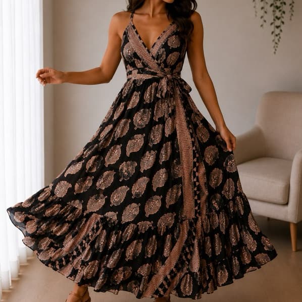 Vestido longo estampado
