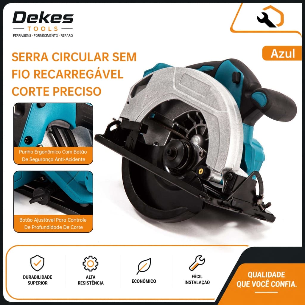 Dekes (Sem Bateria Inclusa) Serra Circular Recarregável Compacta Ergonômica Fácil de Manusear