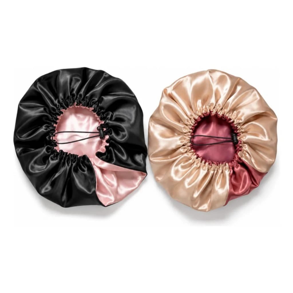 Kit 2 Toucas de Cetim Dupla Face Ajustável Anti Frizz Para Dormir Cabelo Cacheado Crespo Liso Proteção Capilar