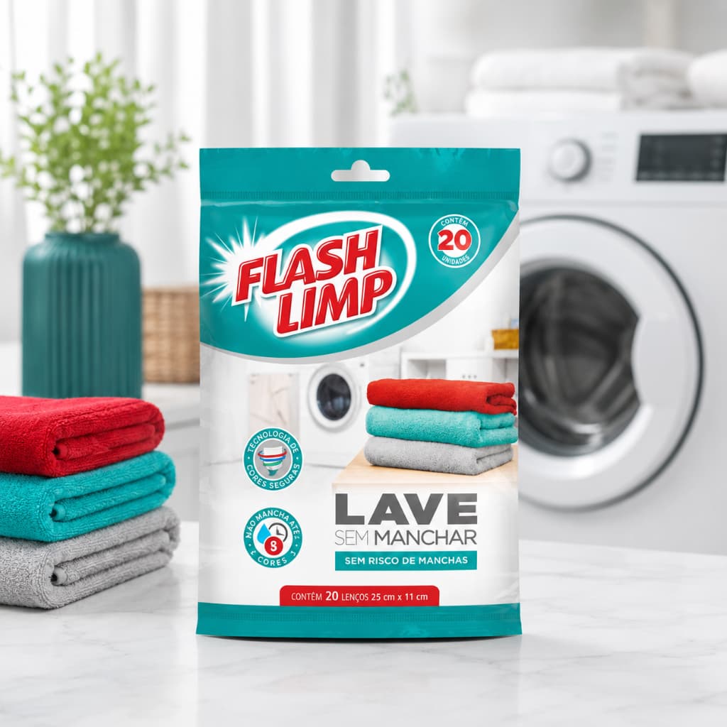 Lave Sem Manchar 20-100 Lenços Anti Manchas Flash Limp Roupas Brancas e Coloridas