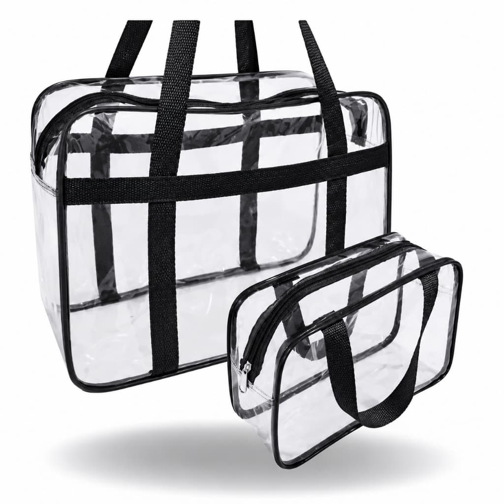 Kit 2 Bolsa Malote Transparente + Necessárie Grande Praia, Piscina, Hospital, Passeio, Maternidade ENVIO RAPIDO