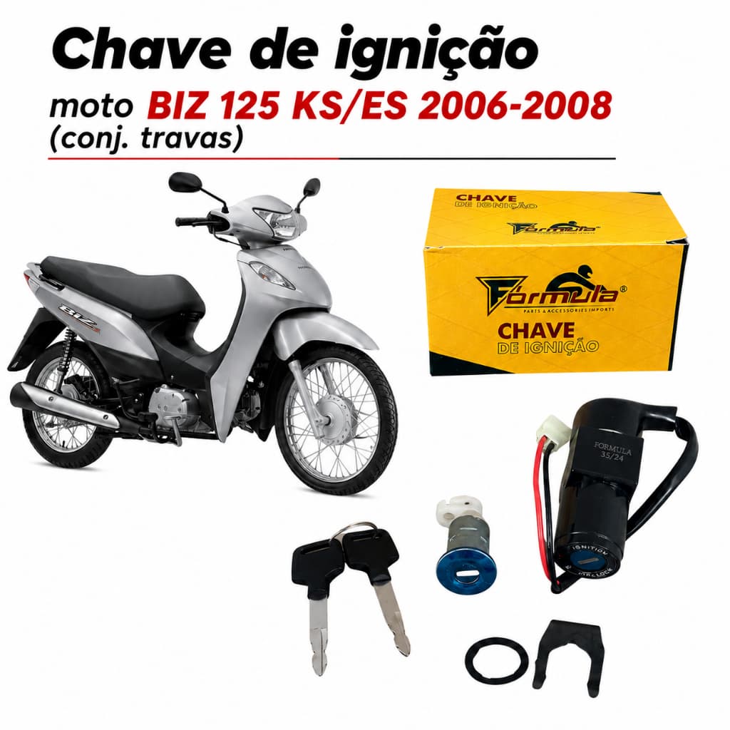 Chave de ignição moto BIZ 125 KS/ES 2006-2008 (conj. travas)