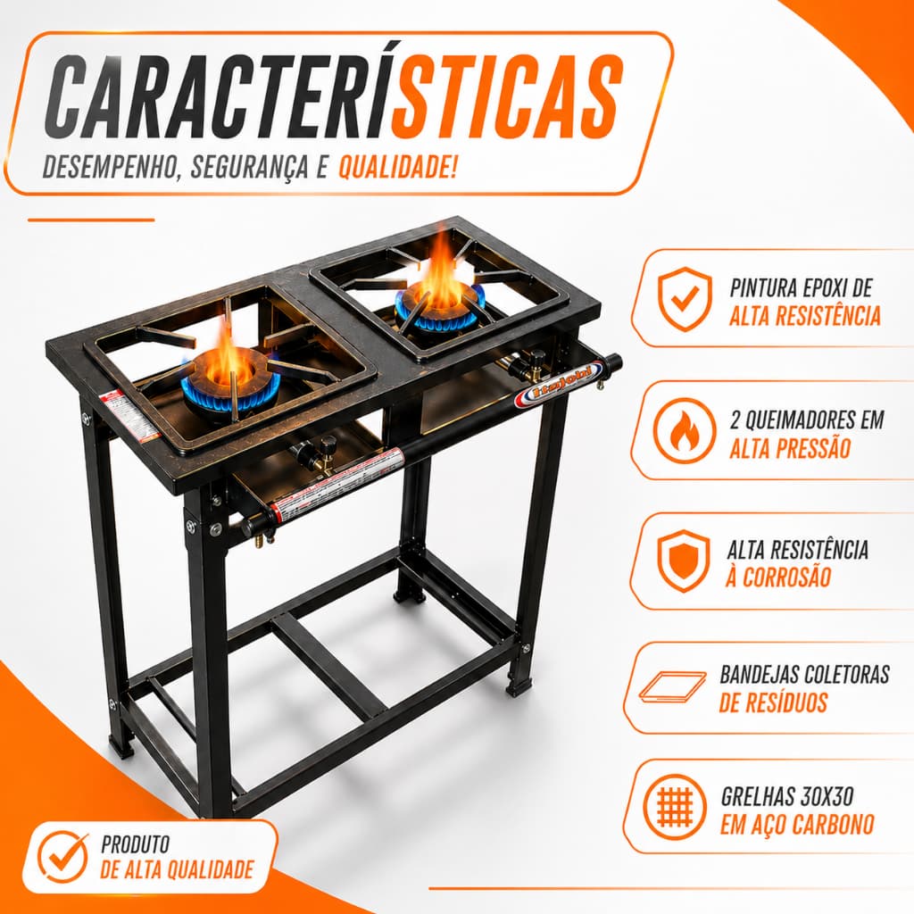 Fogão Industrial 2 Bocas Profissional Para Restaurantes A Gás