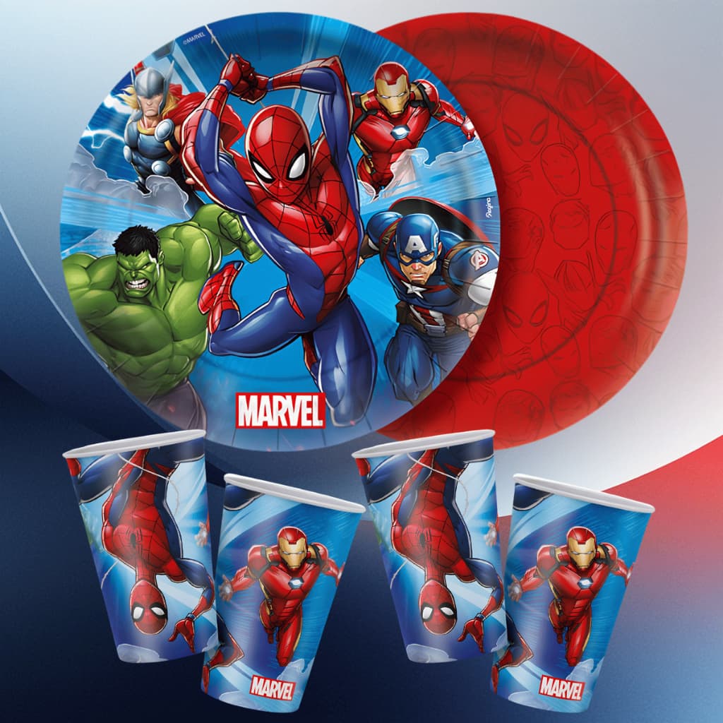 Kit Festa Vingadores Marvel Copos e Pratos Descartáveis 180ml 18cm Decoração Festa Infantil