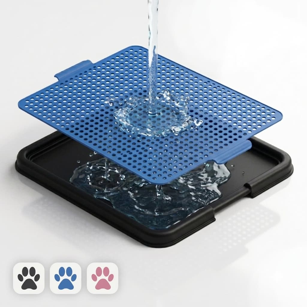 Sanitário Pet Lavável Tapete Higiênico com Grade Plástica Bandeja Xixi Banheiro Pet Reutilizável