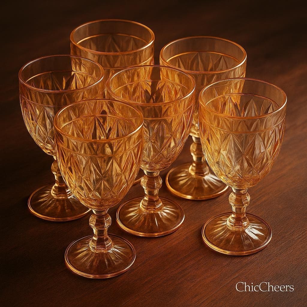 Conjunto Taças Vidro Elegantes Capacidade 325ml Design Diamond Luxo Ouro