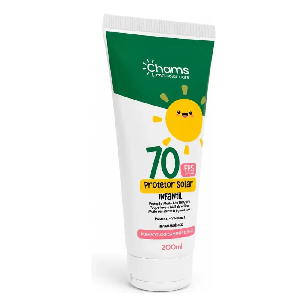 Protetor solar corporal infantil 70 FPS 200ml Chams | Protetor solar infantil | Protetor infantil