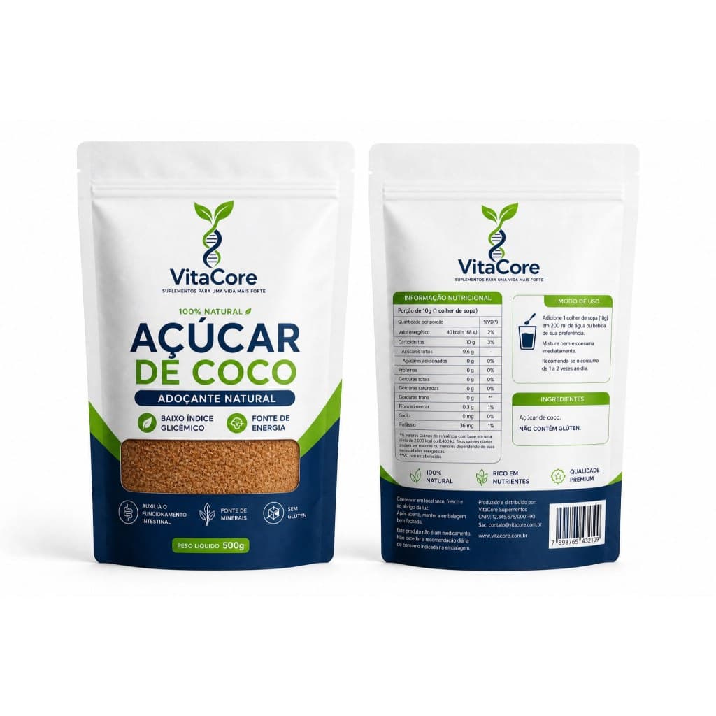 Açúcar De Coco 500g 100% Natural Qualidade Premium