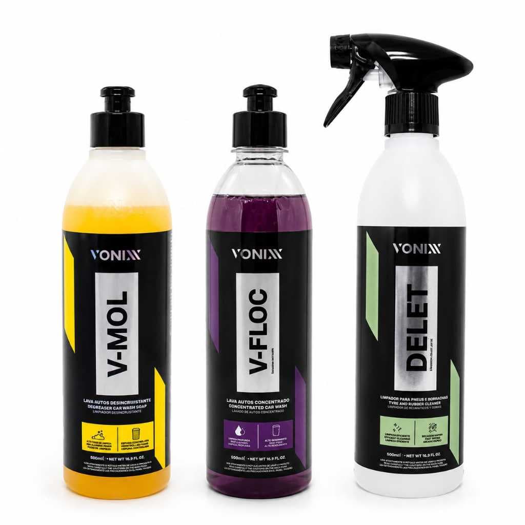 Kit Completo Vonixx V Mol + V Floc + Delet Limpeza Automotiva Completa