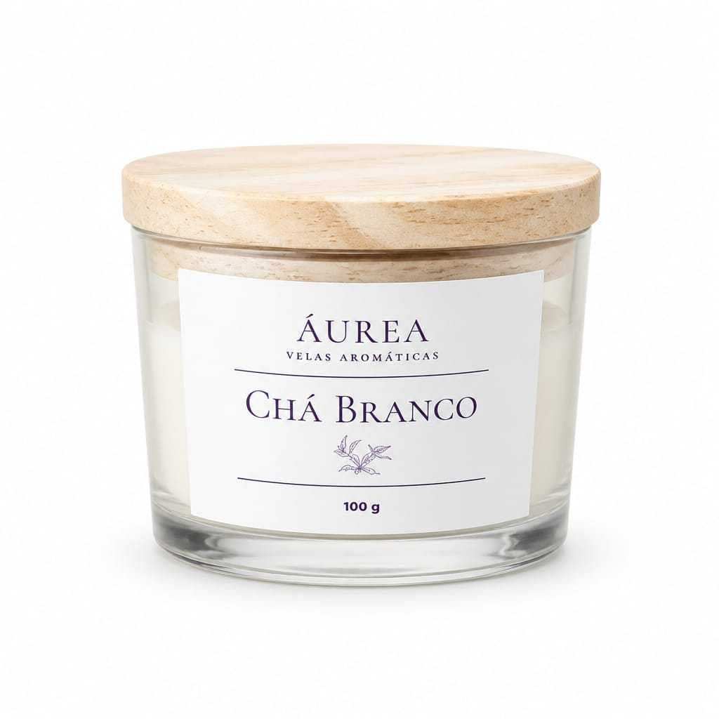 Vela Aromática Chá Branco 100g | Áurea Velas Aromáticas