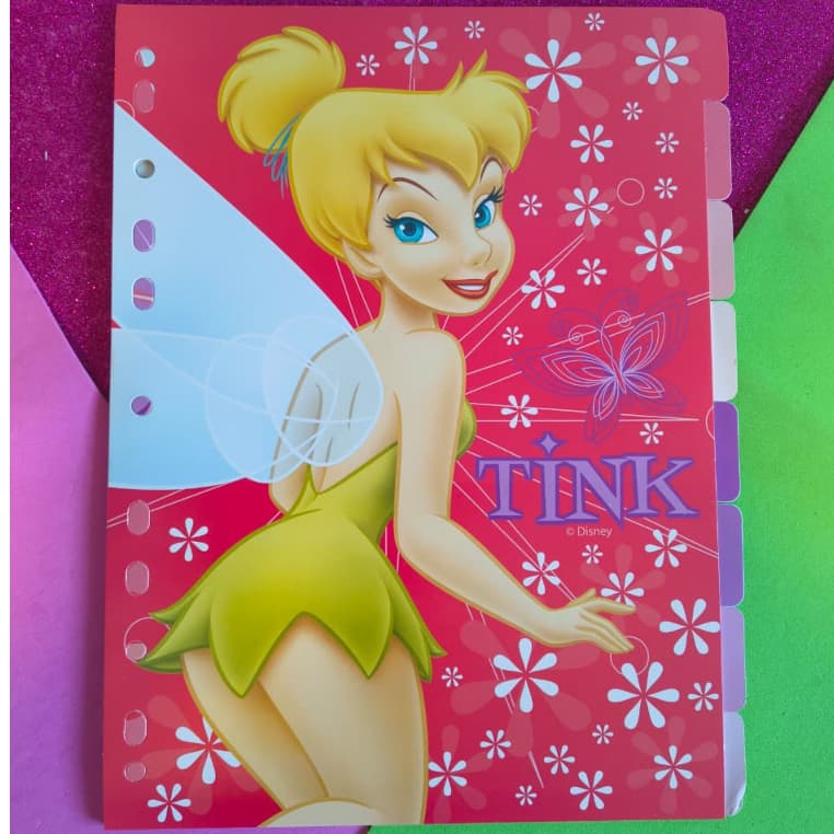 Divisórias de Fichário Sininho Tinker Bell - 8 unidades Grafons Raríssima - Tamanho Universitário A4 - Vintage anos 2000