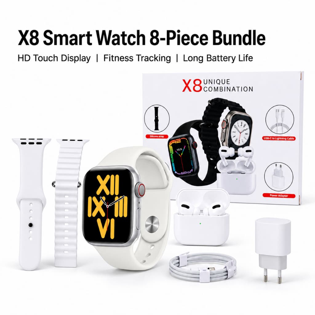 2026 Relógio Inteligente X8 Ultra 4 em 1Chamadas Bluetooth Funções da calculadora Fone PD 20W e Carregador Rápido
