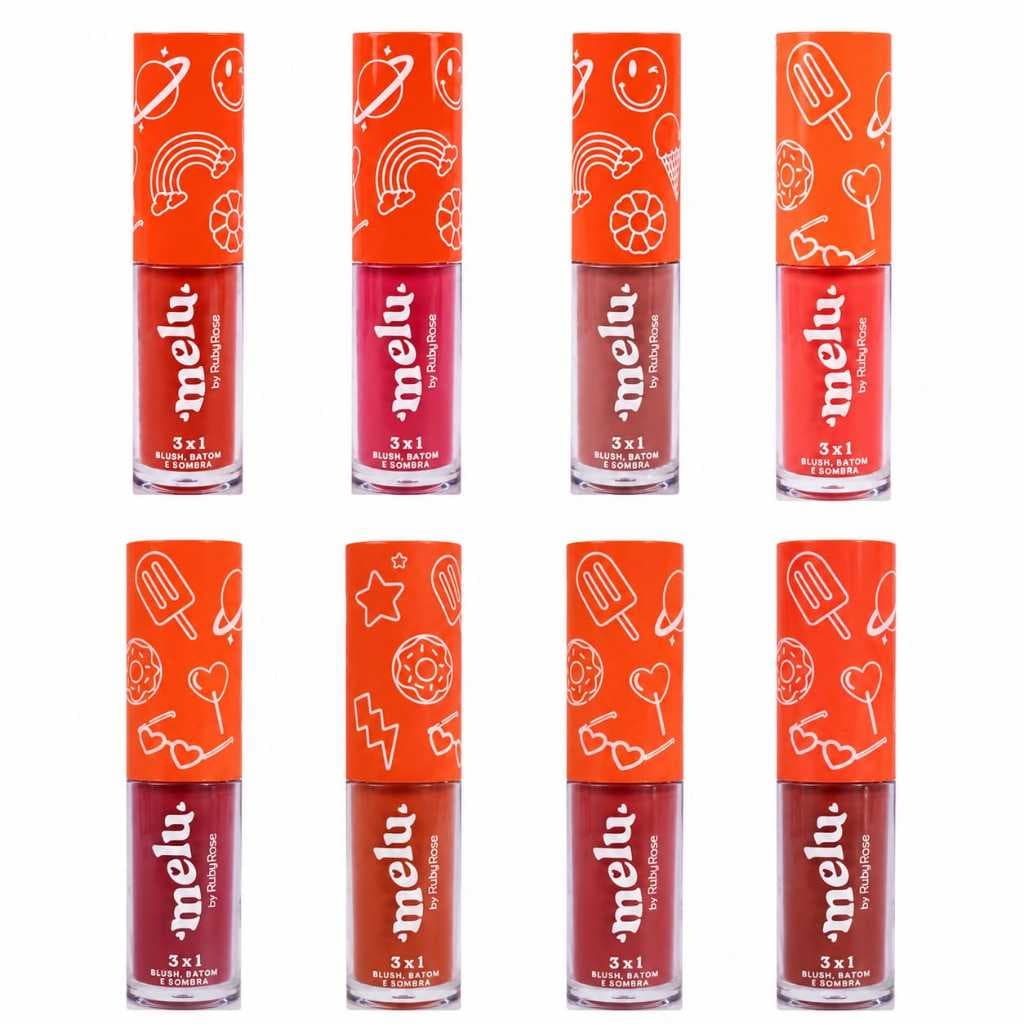 Box 36 UNIDADES Blush Batom E Sombra 3 Em 1Melu Ruby Rose 3 funções em apenas um produto fantastico!