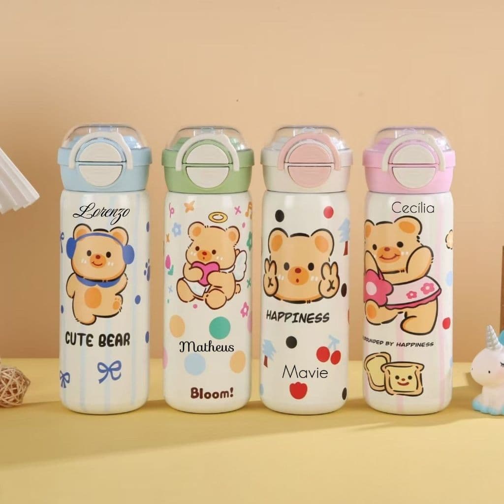 Garrafa Térmica Escolar Infantil Com Nome Escrito Gravado PERSONALIZADA Creche 500ml