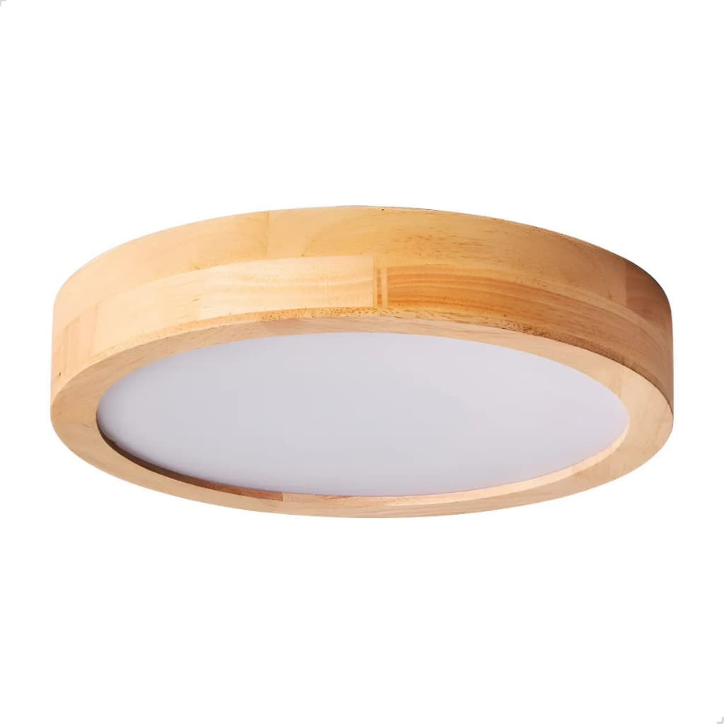 Luminária Plafon Led Cor Madeira Teto Sala Quarto Decorativo 3 Cores Bivolt